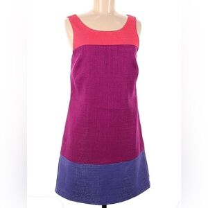 Vintage Oleg Cassini Colorblock Sleeveless Shift Dress Mod Coral Pink Purple sz6
